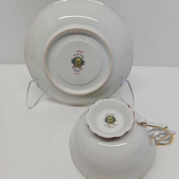 Hand Painted Chubu China Occupied Japan Cup & Saucer Gold Trim & Accents - Picture 7 of 8
